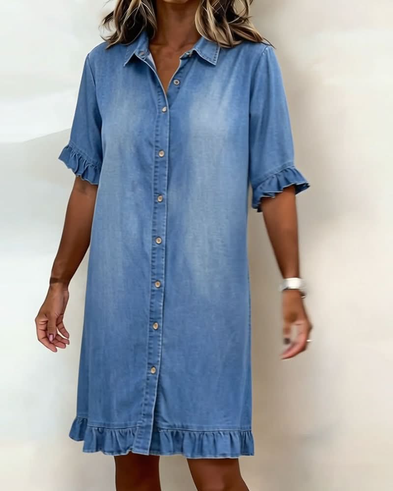 ROSAMERE SMICKRANDIG JEANSKLÄNNING