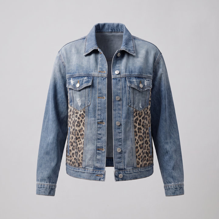 LEOPARDPANELJEANSJACKA