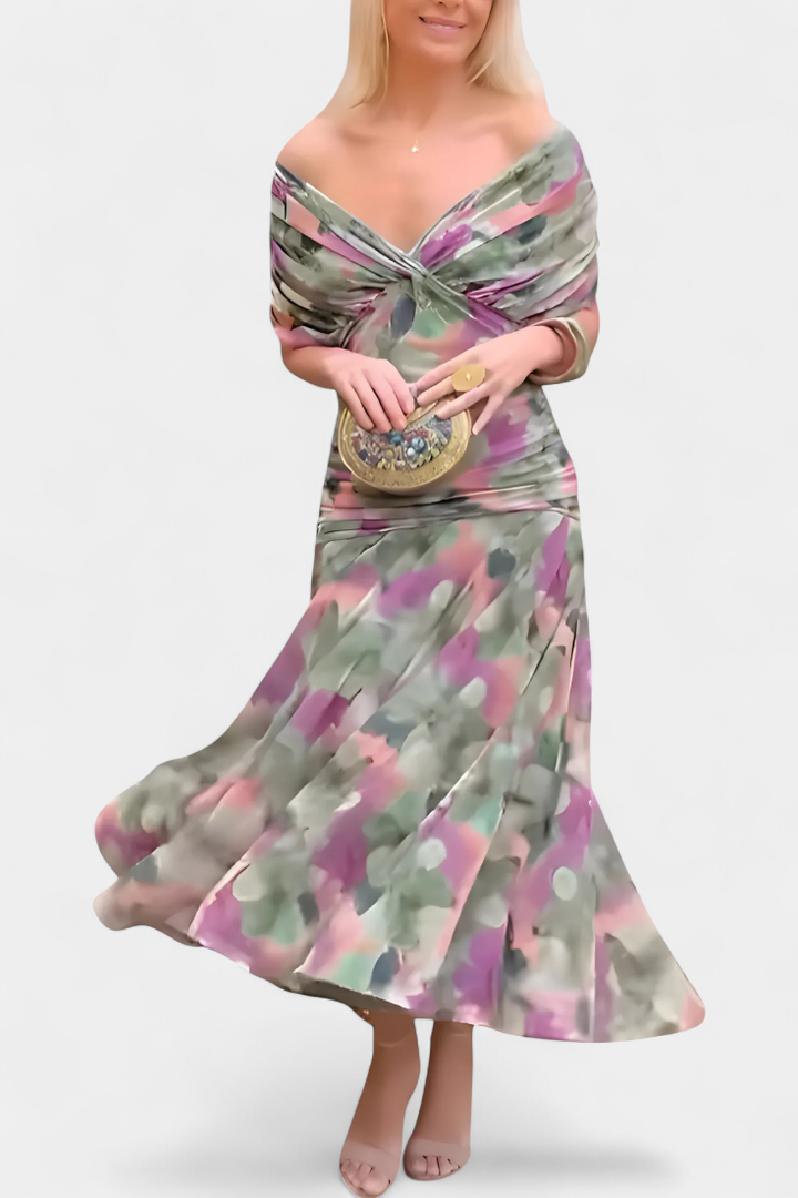 VALENTINA VILDBLOMMIG V-KLÄNNING
