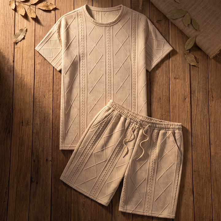 HALDMERE STICKAD LOUNGE-SET MED TEXTUR