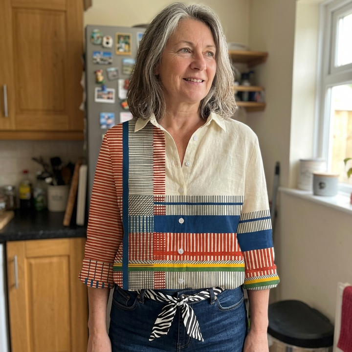 RAVELLE BLUS MED FÄRGBLOCKAR