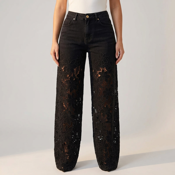ALDERSLEY SPETSPANEL-JEANS MED LAPPTÄCKNING