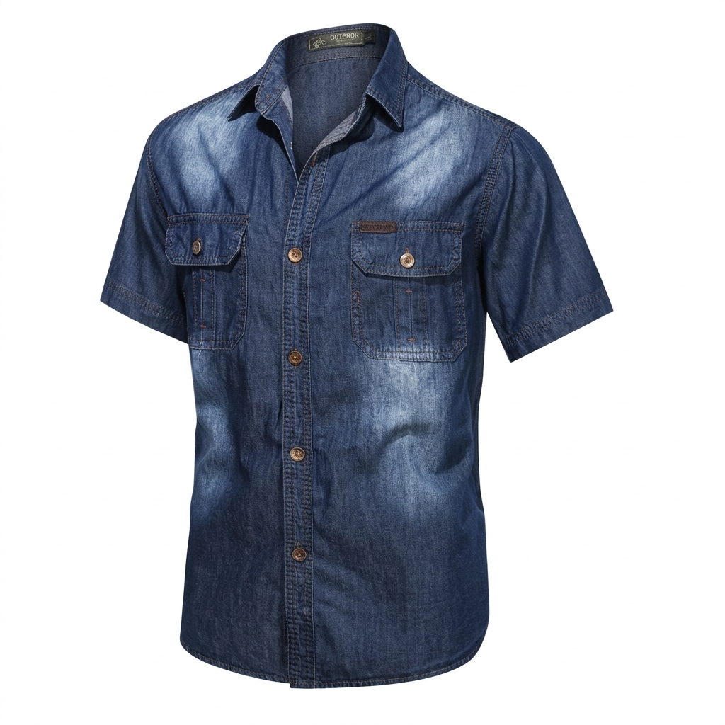 BRANSLEY KORTÄRMAD JEANSSKJORTA