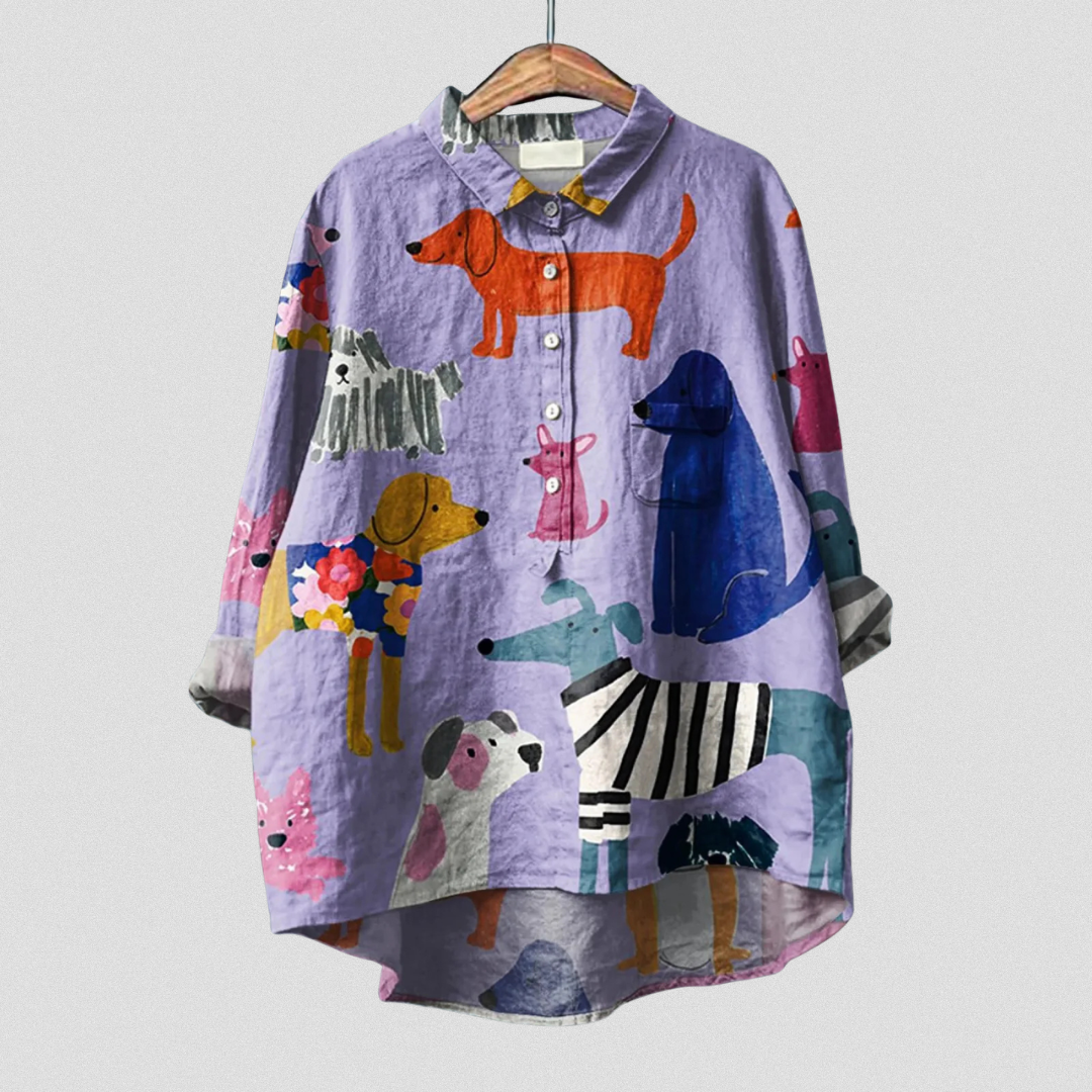 BLUS MED HUNDMÖNSTER