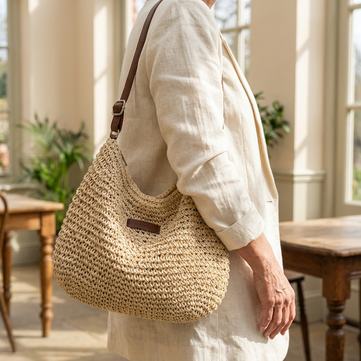 LAVINIA ELEGANT STRÅ-TOTE-VÄSKA