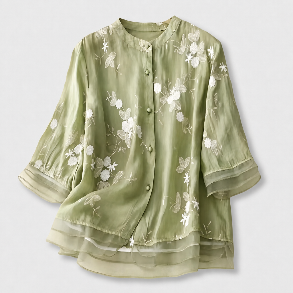 EMILY BOMULLSTOPPA MED BRODERADE BLOMMOR