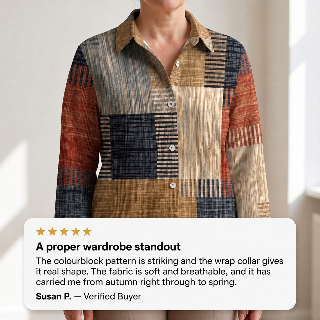 RETRO BLUS MED FÄRGBLOCKER