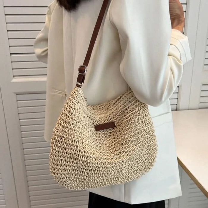 LAVINIA ELEGANT STRÅ-TOTE-VÄSKA