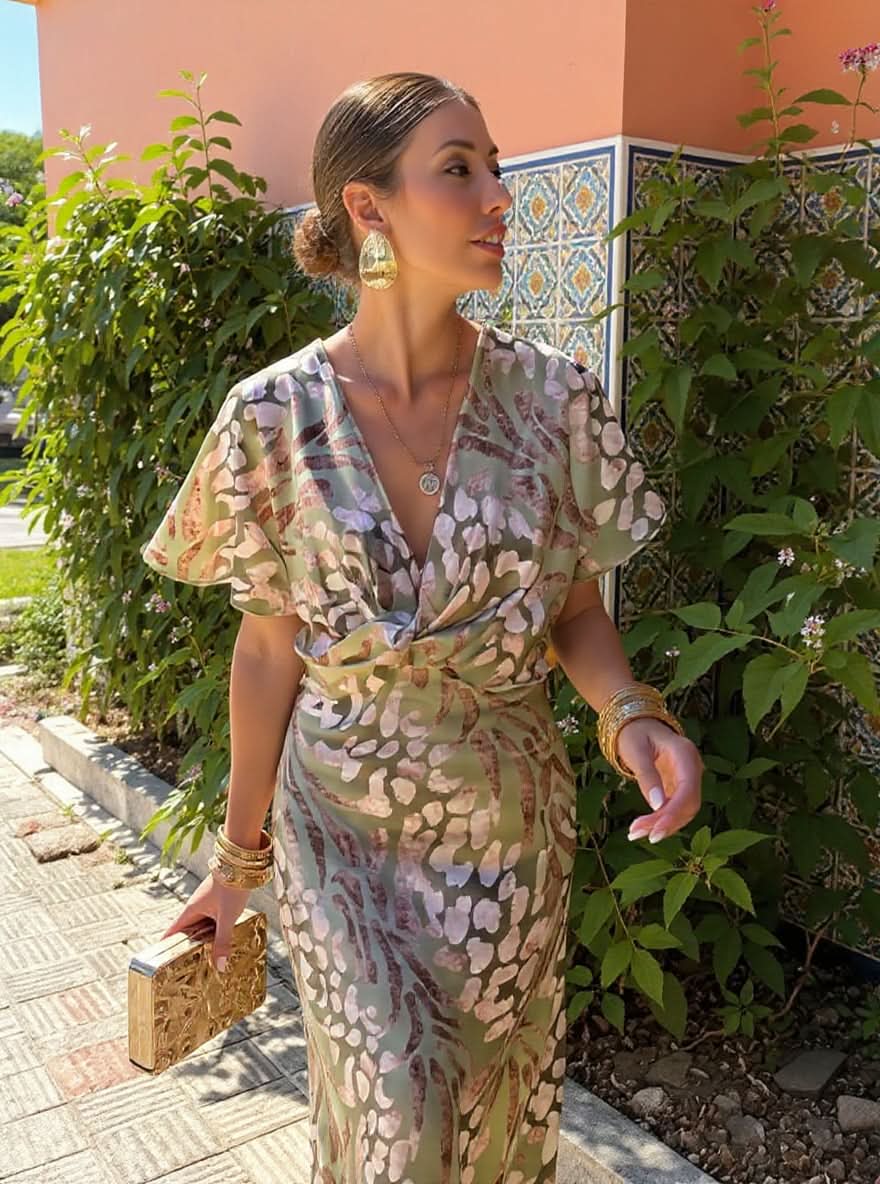 FLORENCE KOPPARMÖRK MIDIKLÄNNING