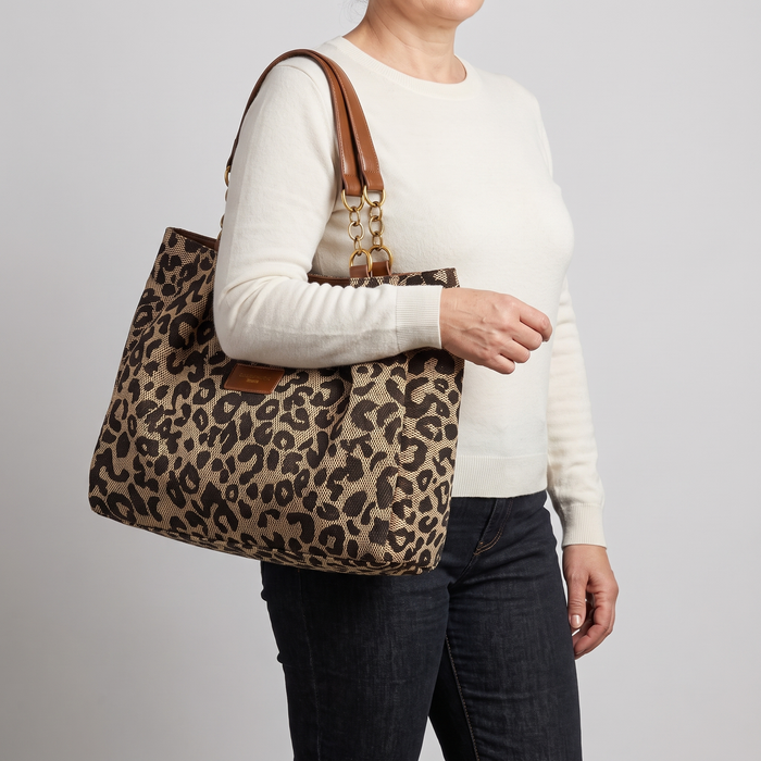 SAVANNMÖNSTERAD TOTE-VÄSKA